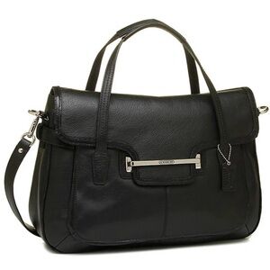 Coach Taylor Marin Black Pebbled Leather Satchel Crossbody F26781